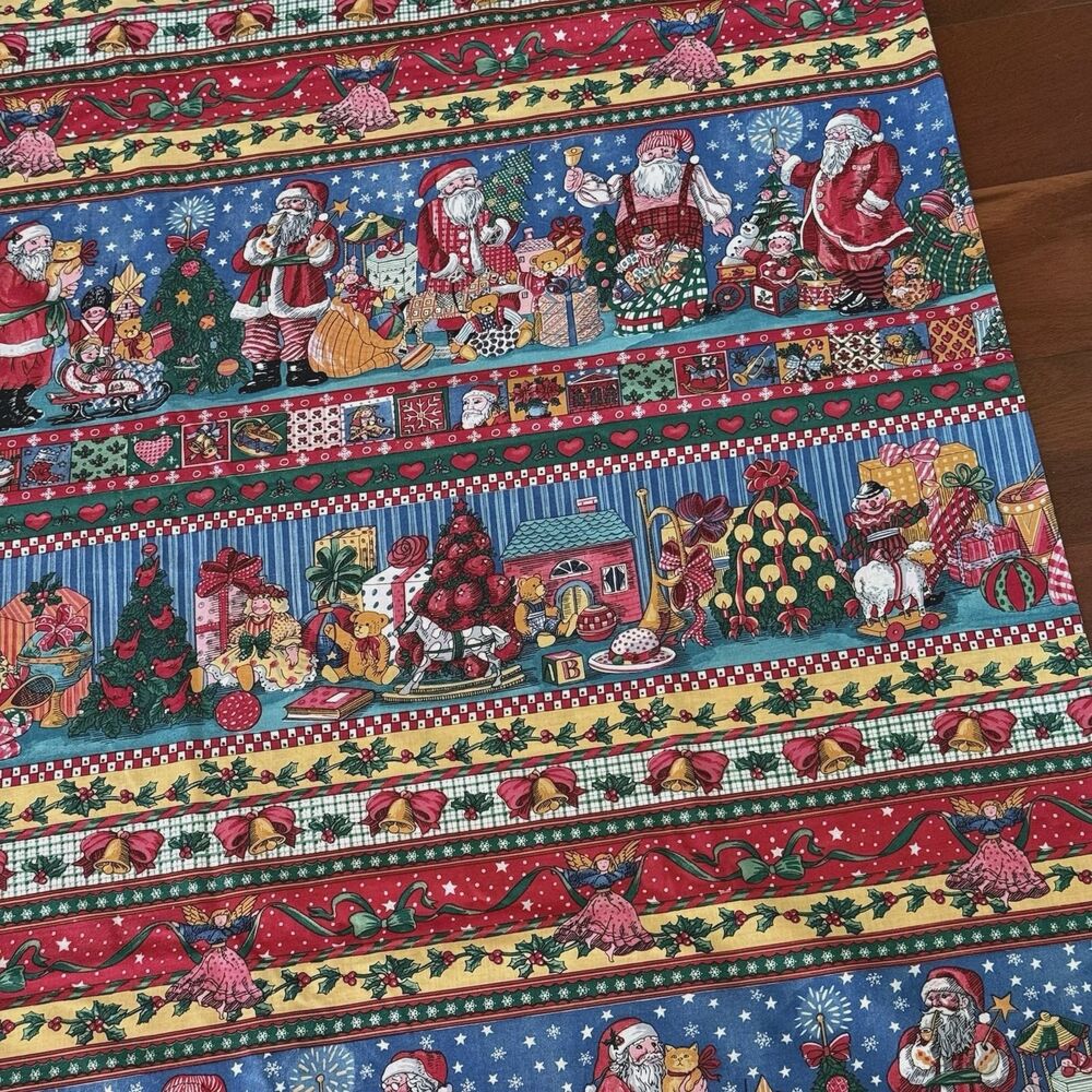 Concord Sharon Kessler Fabric Christmas Morning Santa's Gifts Toys Vtg 34" x 45"